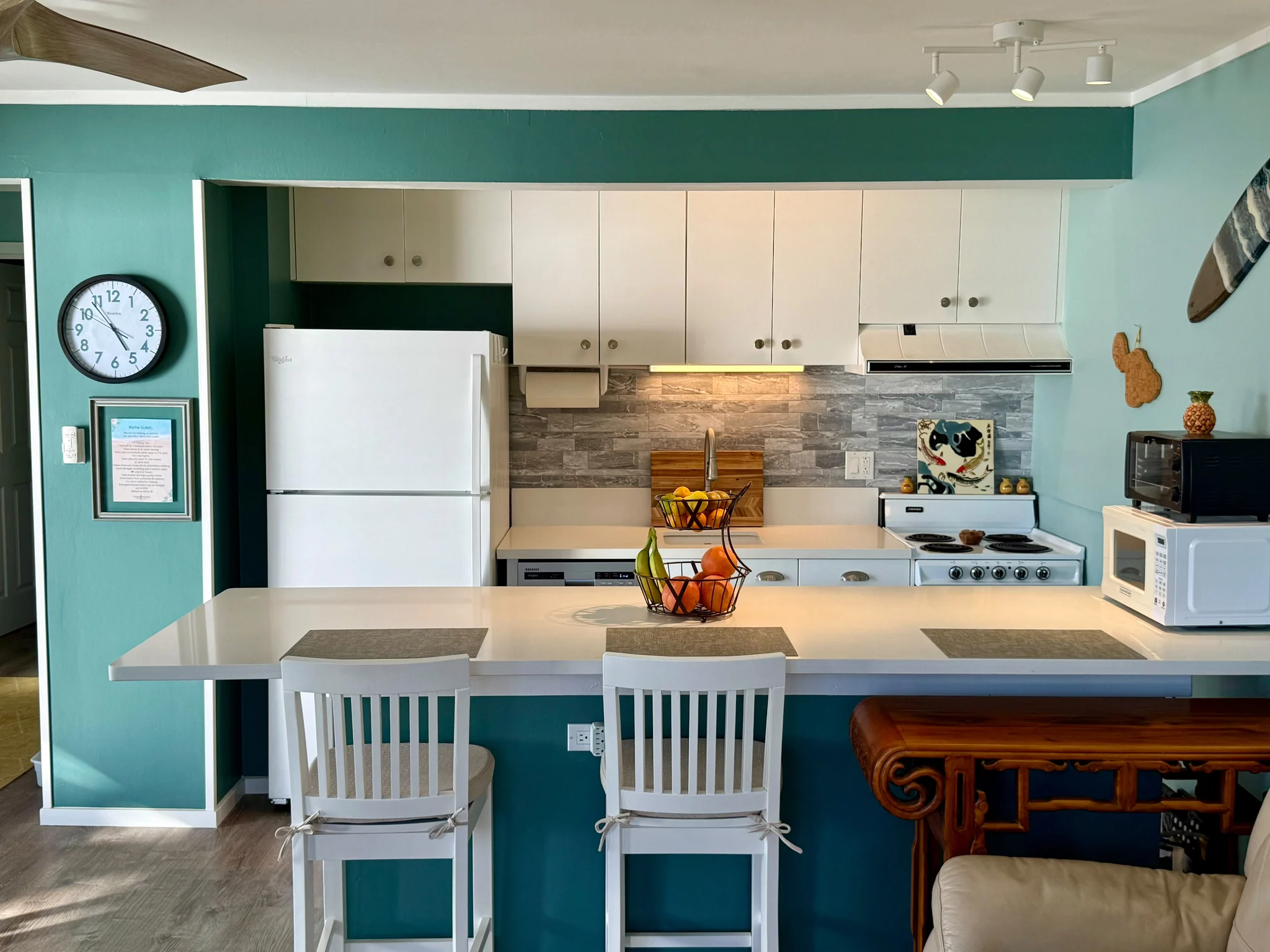 The full kitchen at unit 711, Maui Sands Seaside